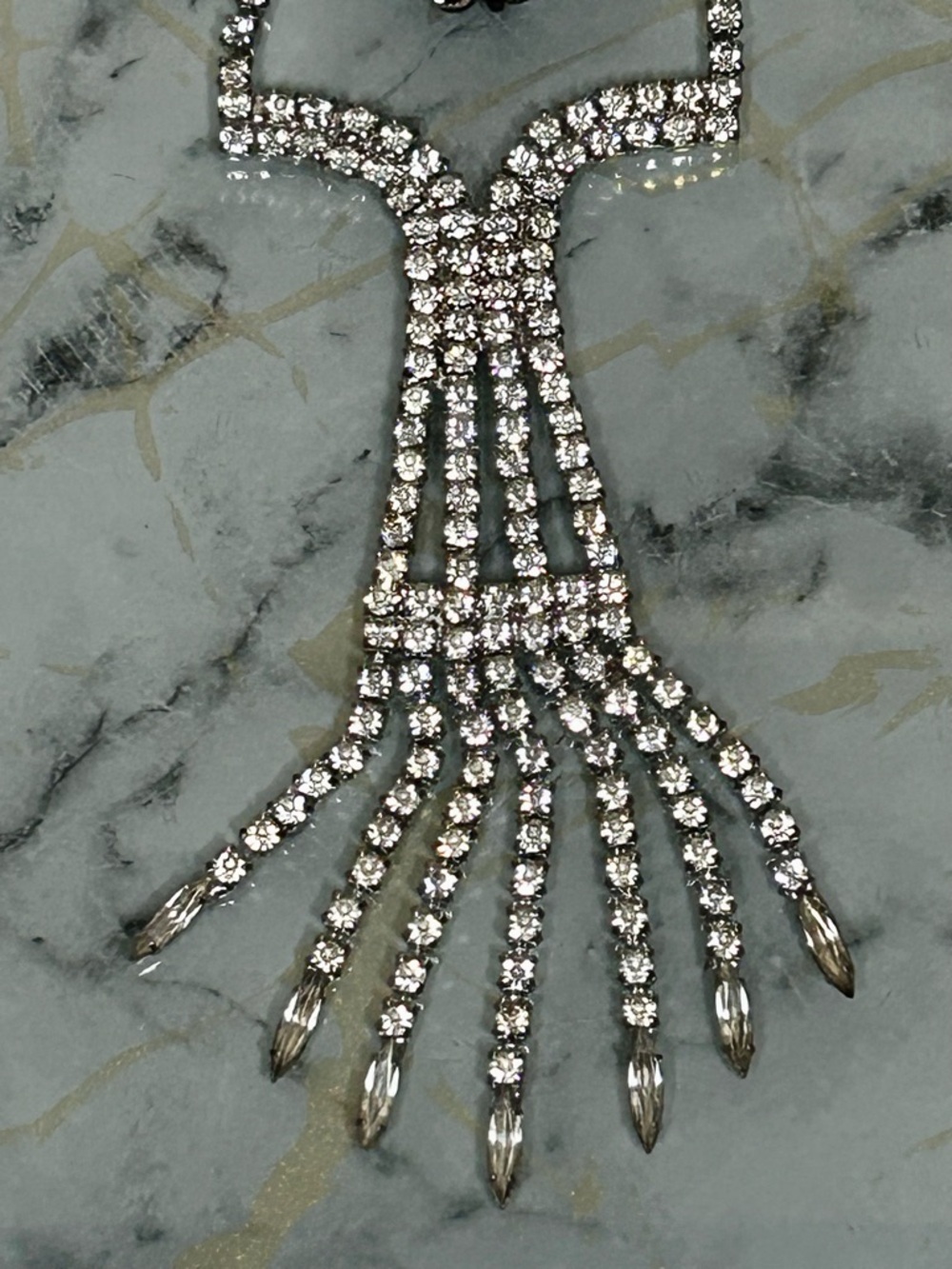 Vintage Rhinestone Jewelry Set Necklace Brooch Earrings Bridal Prom Formal - Picture 3 of 14